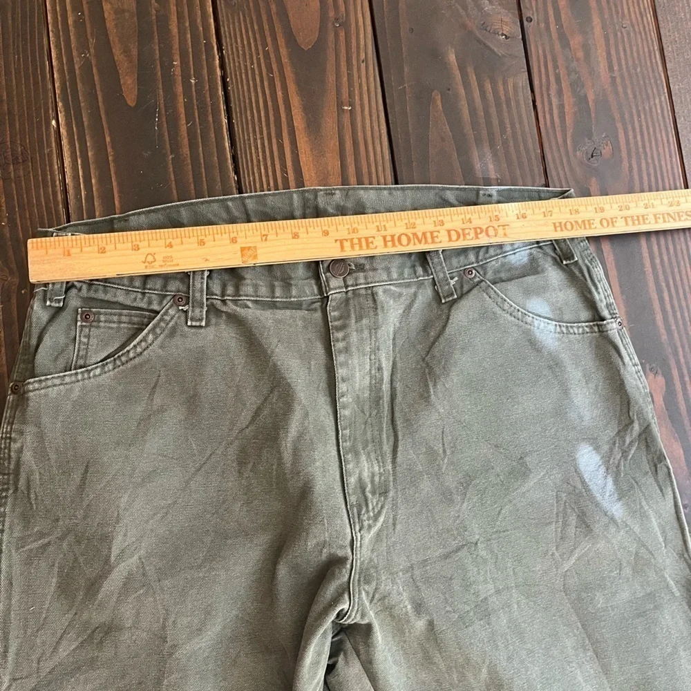 Men’s Dickies Straight Leg Canvas Pants Olive Green 36 X 30